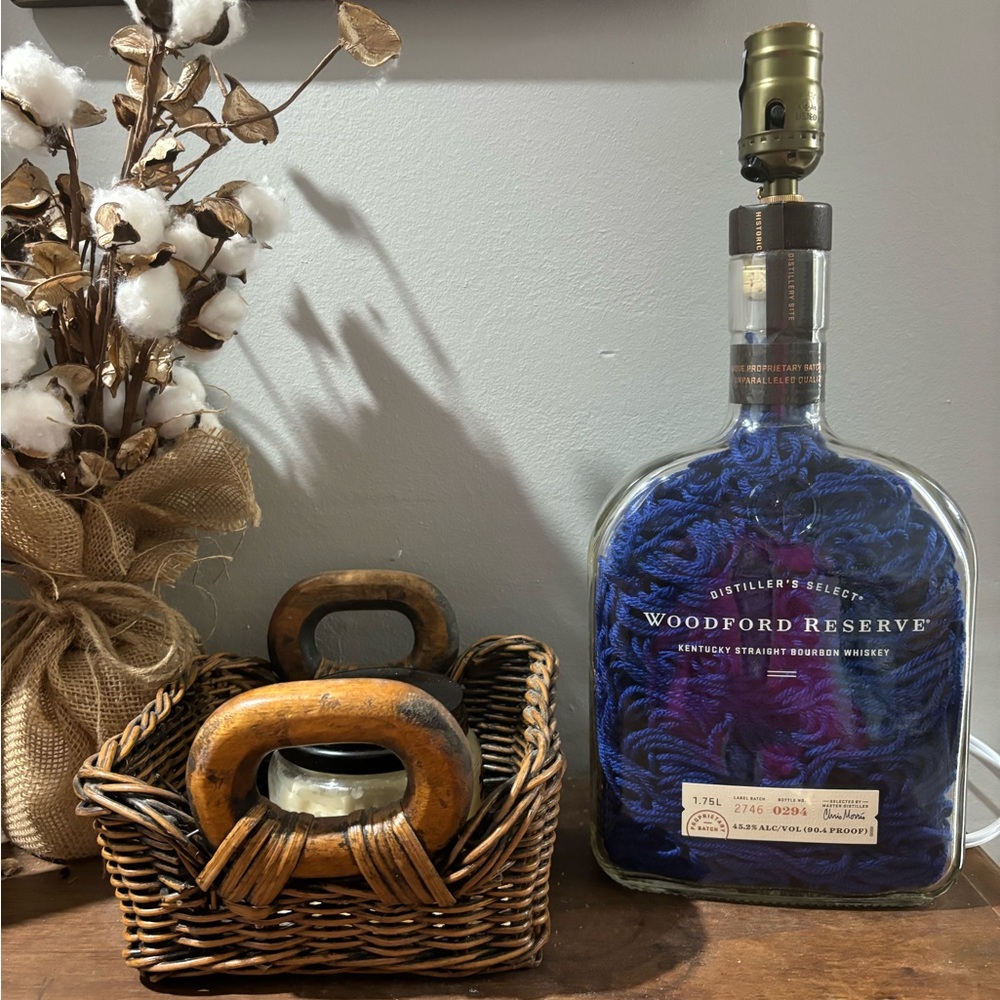 Whiskey Bottle Lamp. Woodford Reserve Kentucky Bourbon Custom Made